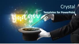  Presentation with magician - Amazing slide set having magician-hand-conjure-with-wand backdrop and a navy blue colored foreground