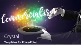  Presentation with magician - Theme having magician-hand-conjure-with-wand background and a wine colored foreground