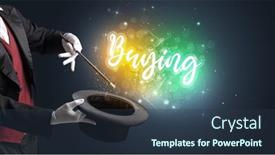  Presentation with magician - Audience pleasing PPT theme consisting of magician-hand-conjure-with-wand backdrop and a tawny brown colored foreground