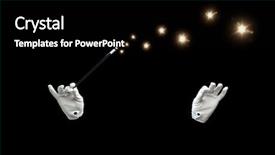  Presentation with magic wand - Slide deck enhanced with magician hands with magic wand background and a black colored foreground