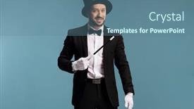  Presentation with magic wand - Colorful presentation theme enhanced with magician-holding-a-magic-wand backdrop and a ocean colored foreground