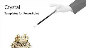  Presentation with magic wand - Colorful slide deck enhanced with magician holding a magic wand backdrop and a white colored foreground