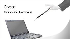 Presentation with magic wand - Amazing theme having magician holding a magic wand backdrop and a white colored foreground