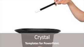  Presentation with blue and magic wand - Slides having magic wizard - woman magician holding hat background and a gray colored foreground