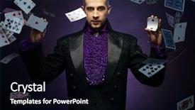  Presentation with magician - Presentation consisting of magician in stage costume show background and a black colored foreground