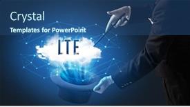  Presentation with modern tech - Audience pleasing presentation design consisting of magician-is-showing-magic-trick backdrop and a ocean colored foreground