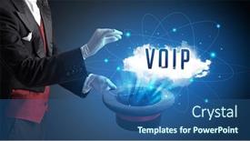  Presentation with modern tech - Presentation theme consisting of magician-is-showing-magic-trick background and a ocean colored foreground