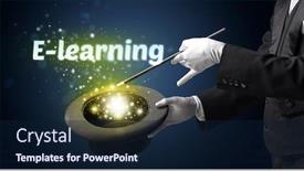  Presentation with magician - Amazing presentation having magician-is-showing-magic-trick backdrop and a navy blue colored foreground