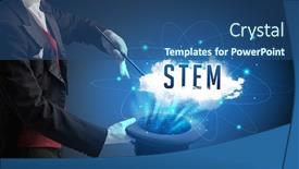  Presentation with modern tech - Amazing PPT theme having magician-is-showing-magic-trick backdrop and a ocean colored foreground