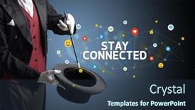  Presentation with magician - Slide set enhanced with magician-is-showing-magic-trick background and a tawny brown colored foreground