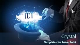  Presentation with modern tech - Beautiful slide set featuring magician-is-showing-magic-trick backdrop and a ocean colored foreground