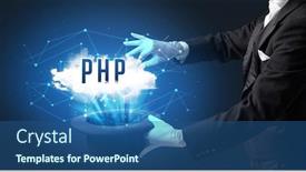  Presentation with modern tech - Cool new PPT theme with magician-is-showing-magic-trick backdrop and a ocean colored foreground