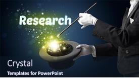  Presentation with magician - Presentation design enhanced with magician-is-showing-magic-trick background and a navy blue colored foreground