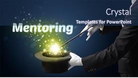  Presentation with educational - Slide deck consisting of magician-is-showing-magic-trick background and a ocean colored foreground