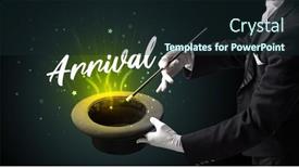  Presentation with magician - Slide set consisting of magician-is-showing-magic-trick background and a wine colored foreground