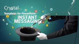  Presentation with instant messaging - Theme with magician-is-showing-magic-trick background and a teal colored foreground