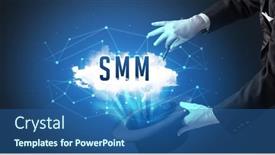  Presentation with modern tech - Slide deck consisting of magician-is-showing-magic-trick background and a ocean colored foreground