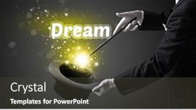  Presentation with magician - PPT theme having magician-is-showing-magic-trick background and a tawny brown colored foreground