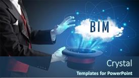  Presentation with bim - PPT theme enhanced with magician-is-showing-magic-trick background and a ocean colored foreground