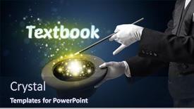  Presentation with magician - Colorful PPT layouts enhanced with magician-is-showing-magic-trick backdrop and a navy blue colored foreground