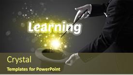  Presentation with magician - PPT layouts with magician-is-showing-magic-trick background and a tawny brown colored foreground