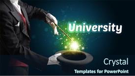  Presentation with magician - Audience pleasing theme consisting of magician-is-showing-magic-trick backdrop and a navy blue colored foreground