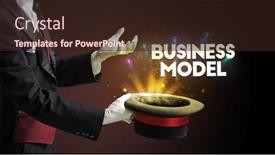  Presentation with magician - Presentation design enhanced with magician-is-showing-magic-trick background and a wine colored foreground