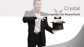  Presentation with magician - Amazing theme having magician-making-a-magic-trick backdrop and a light gray colored foreground