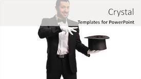  Presentation with top hat - Colorful PPT layouts enhanced with magician-making-a-magic-trick backdrop and a white colored foreground