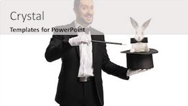  Presentation with magician - Beautiful presentation design featuring magician-pulling-a-rabbit backdrop and a light gray colored foreground