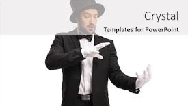  Presentation with magician - Theme consisting of magician-wearing-white-gloves background and a light gray colored foreground