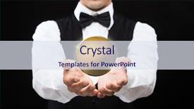  Presentation with black business - PPT theme with magician with blank golden coin background and a sky blue colored foreground