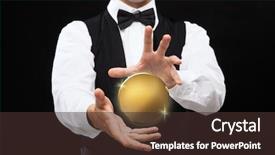  Presentation with black business - PPT layouts having magician with blank golden coin background and a tawny brown colored foreground
