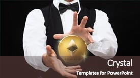  Presentation with black technology - Presentation design consisting of magician with ethereum coin background and a tawny brown colored foreground