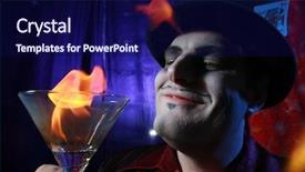  Presentation with magician - Theme consisting of magician with flaming martini glass background and a navy blue colored foreground