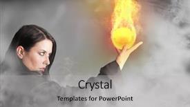  Presentation with fire ball - Amazing slide set having magician woman with a fire backdrop and a light gray colored foreground