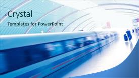  Presentation with maglev train - PPT theme enhanced with maglev train station in shanghai background and a sky blue colored foreground