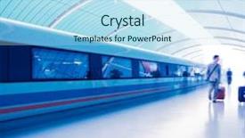  Presentation with maglev train - Cool new presentation design with maglev train station in shanghai backdrop and a light blue colored foreground