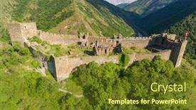  Presentation with castle - Slides enhanced with maglic-castle-ancient-fortress-built background and a tawny brown colored foreground