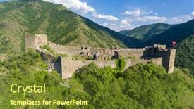  Presentation with ancient - Colorful PPT layouts enhanced with maglic-castle-ancient-fortress-built backdrop and a tawny brown colored foreground