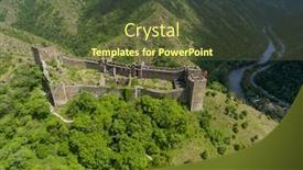  Presentation with ancient - Audience pleasing theme consisting of maglic-castle-ancient-fortress-built backdrop and a tawny brown colored foreground