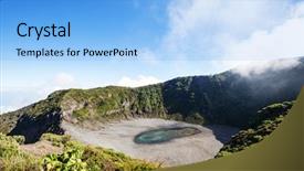  Presentation with central america - PPT theme featuring magma - hike to irazu volcano background and a light blue colored foreground