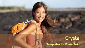  Presentation with hawaii - Theme consisting of magma - hiking woman - hiker walking background and a tawny brown colored foreground
