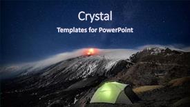  Presentation with volcano eruption - Colorful theme enhanced with magma - illuminated tent under eruption etna backdrop and a navy blue colored foreground