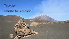  Presentation with rock - Beautiful PPT theme featuring magmatic-rock-formation-and-etna backdrop and a light blue colored foreground