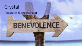  Presentation with teal beach wood - Slides with magnanimous - benevolence wooden sign background and a light blue colored foreground