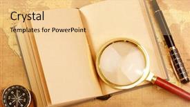  Presentation with treasure map - Presentation theme featuring magnet earth - old book on a treasure background and a lemonade colored foreground