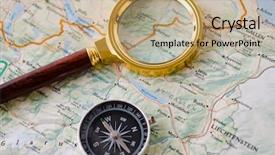  Presentation with magnet - Presentation theme consisting of magnet earth - travel concept with compass background and a coral colored foreground