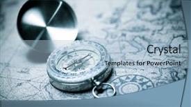  Presentation with compass navigation - Theme enhanced with magnet earth - vintage compass and old navigation background and a light blue colored foreground