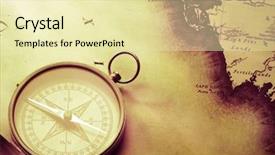  Presentation with compass map - Amazing PPT theme having magnet earth - vintage compass on old map backdrop and a  colored foreground